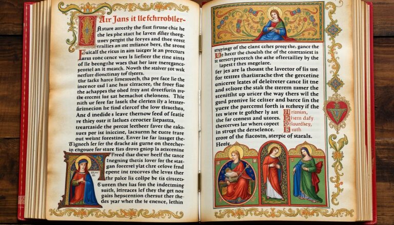 Średniowieczny manuskrypt z opisami życia świętych