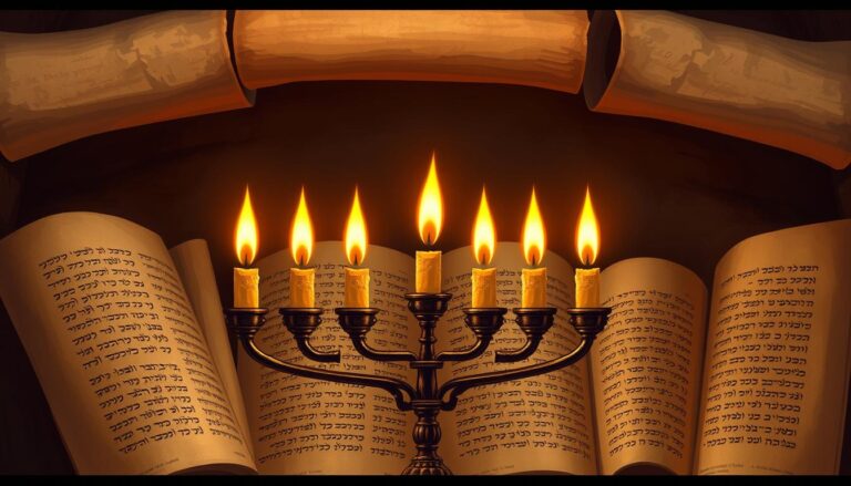 Symbolika liczby 7 w Biblii przedstawiona jako siedem płomieni świec