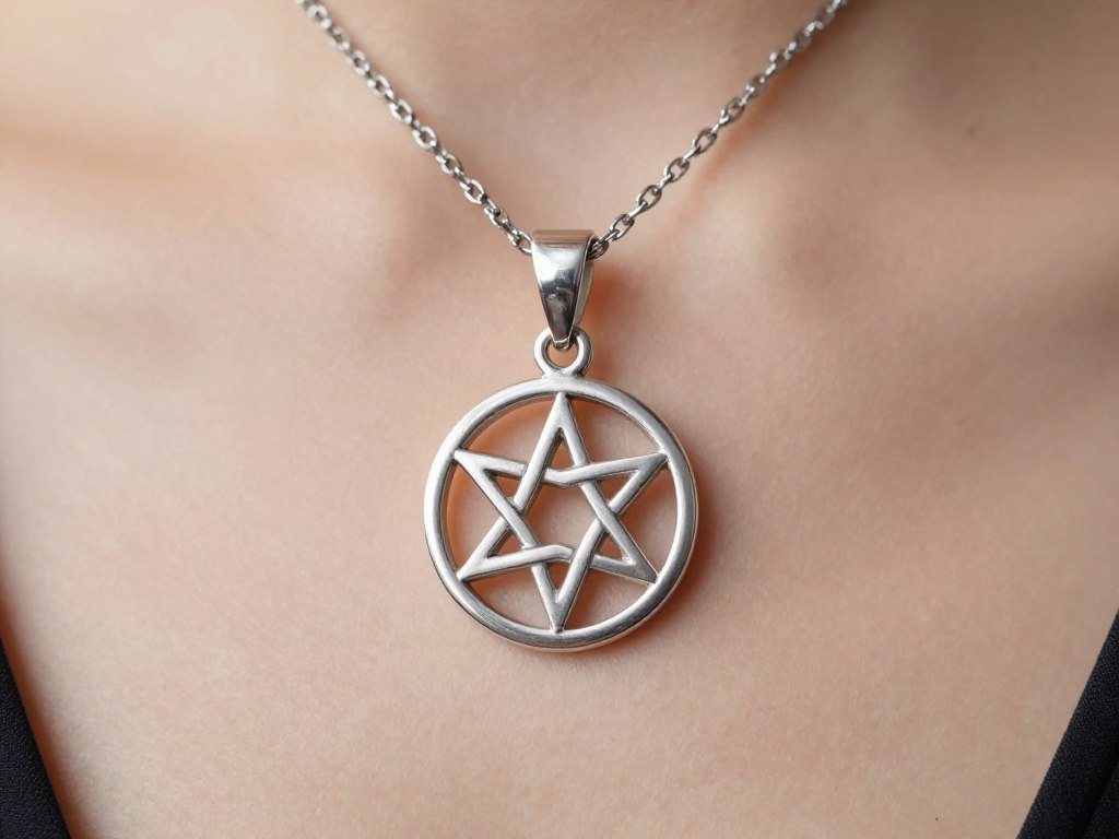 Osoba nosząca pentagram jako biżuterię - współczesne znaczenie symbolu
