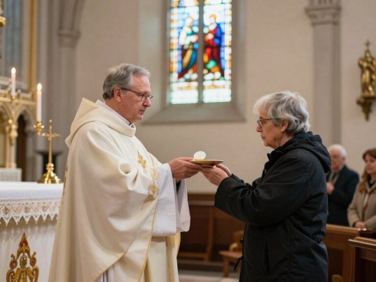 Osoba przystępująca do komunii świętej w kościele katolickim