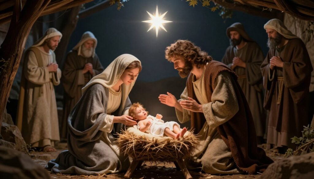 Szopka betlejemska przedstawiająca narodzenie Jezusa - trzecia tajemnica radosna